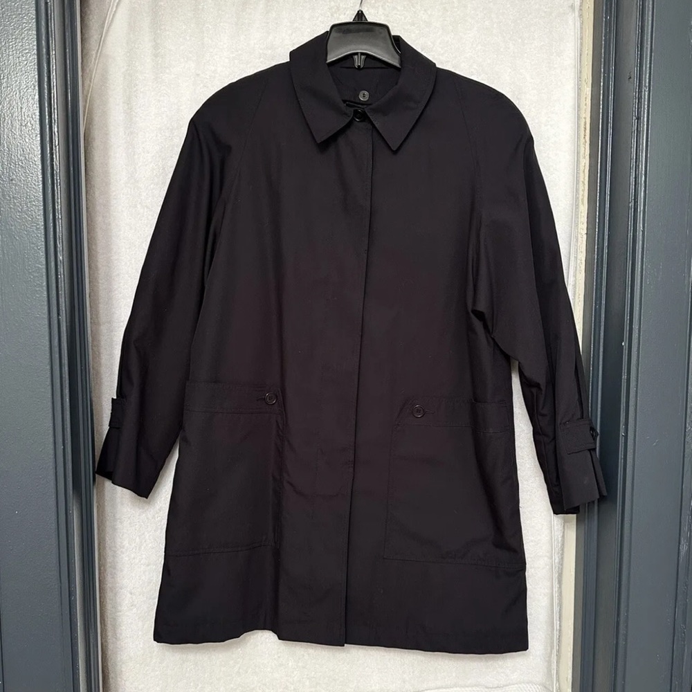 Andrea Marin women’s black Trench Coat Jacket Removable Warmer Size 8